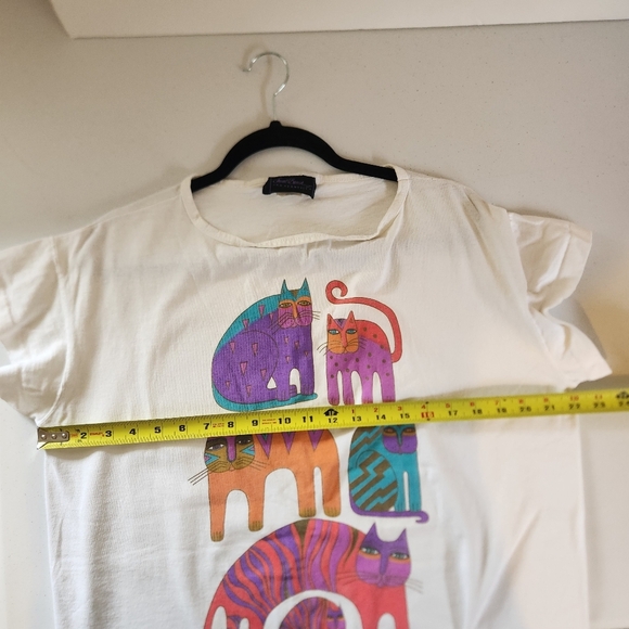 Laurel Burch Fantastic Felines Cats Shirt Vintage 1990s Long Tunic Oversized 90s - Picture 10 of 11